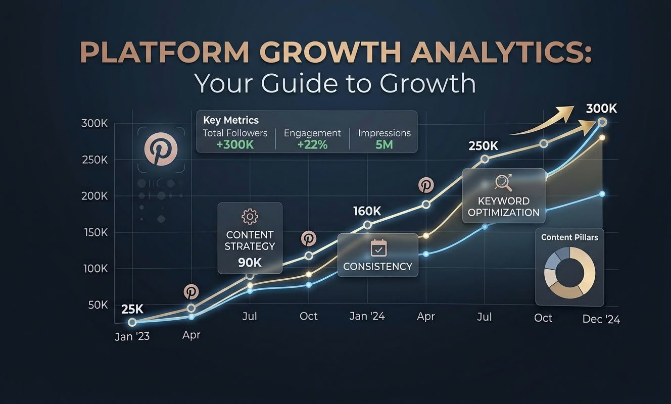 Pinterest analytics dashboard showing impression growth reaching 107k daily impressions for fashion niche account